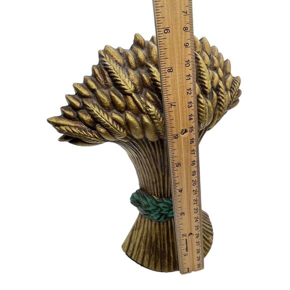 Cast Iron Sheaf of Wheat Door Stop or Door Porter Goldtone Aqua VTG '92 Antiqued - Picture 7 of 16